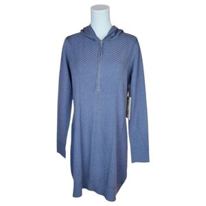 Aventura Olivia Tunic Hoodie Dress Gray Blue Medium Wool Blend Knit Zip Front